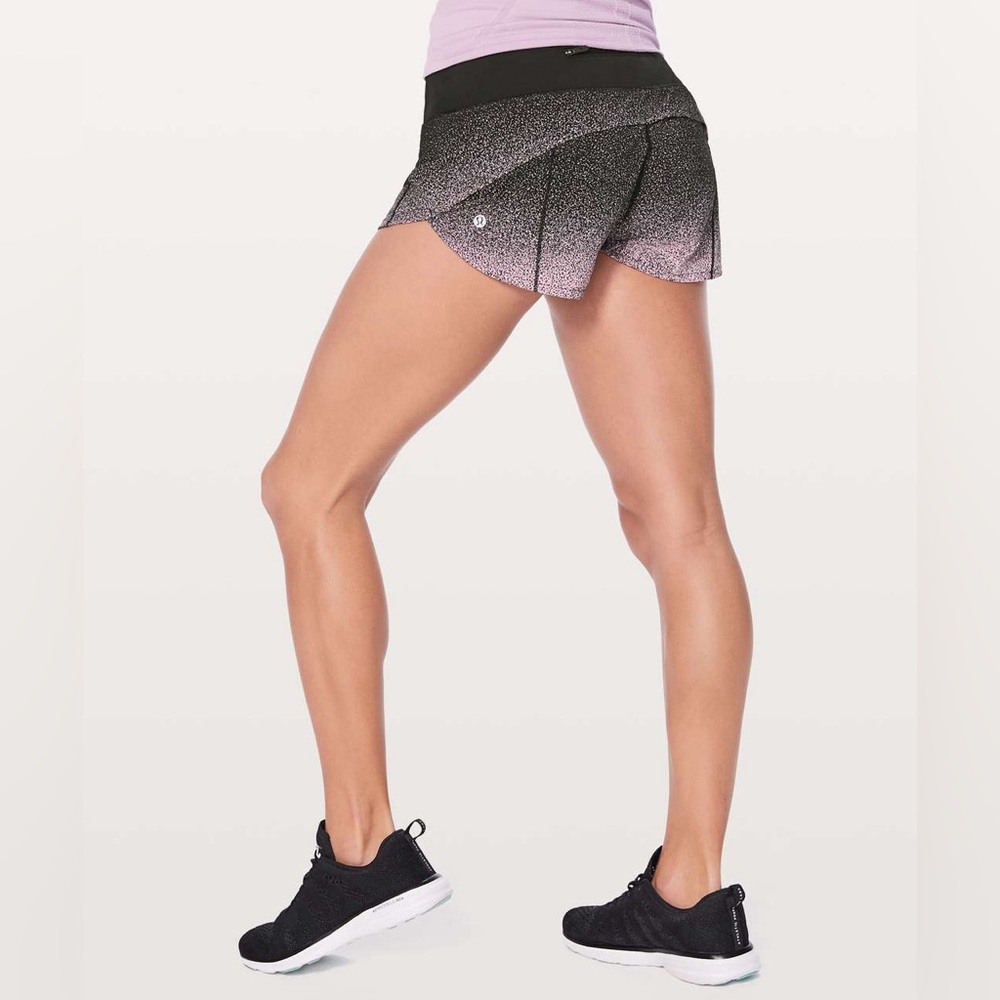 Lululemon Black and Pink Speckled Speed Up Short 2.5”